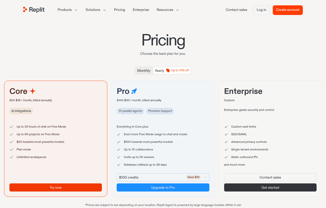 Replit pricing and plans
