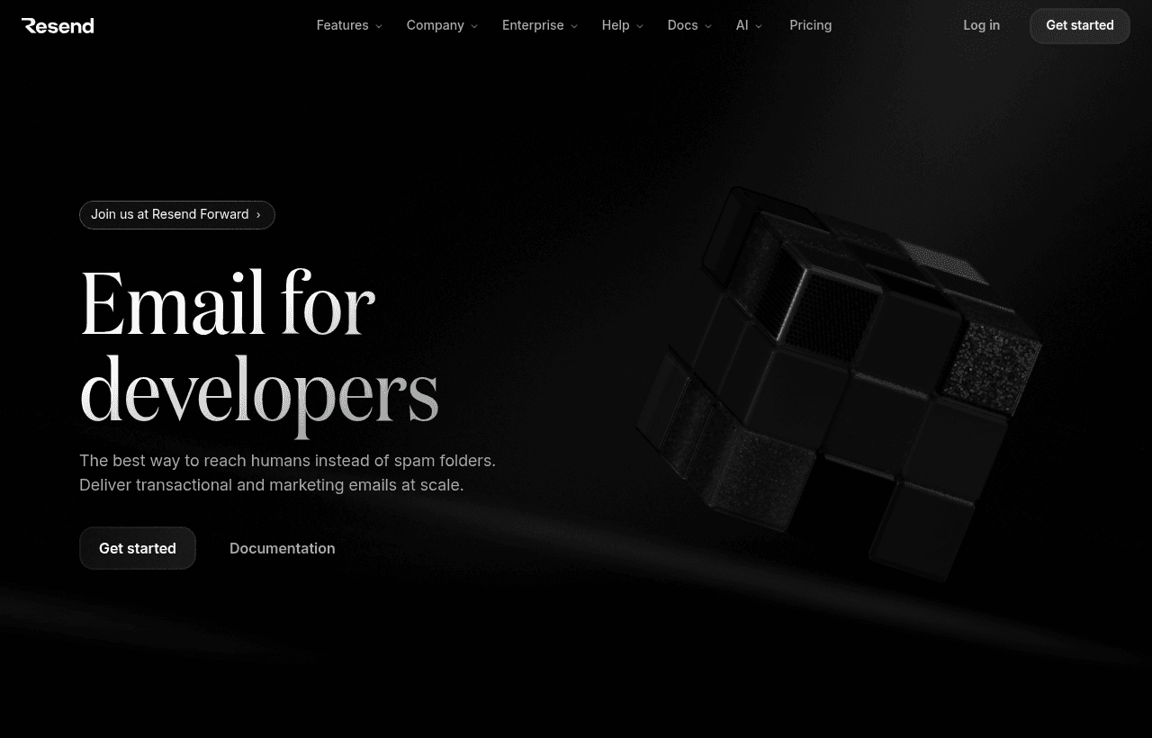 Resend product homepage