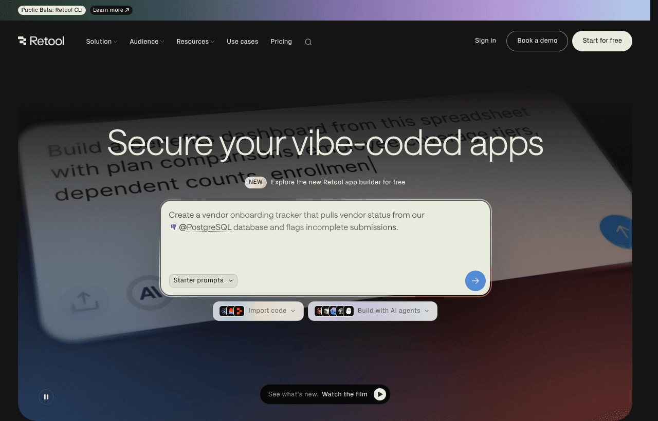 Retool product homepage