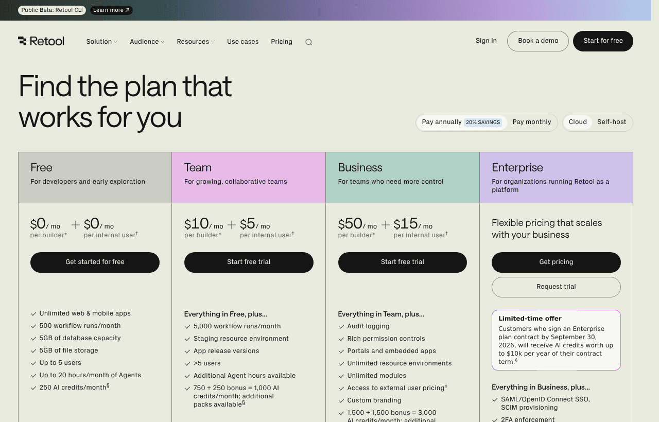 Retool pricing and plans