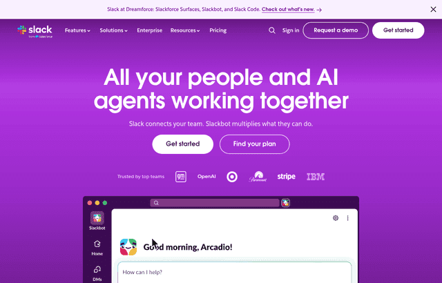 Slack product homepage