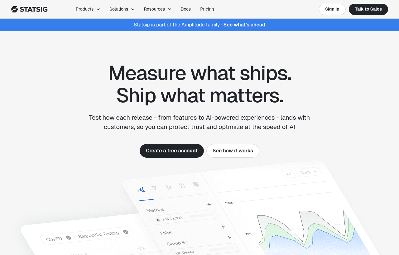 Statsig product homepage