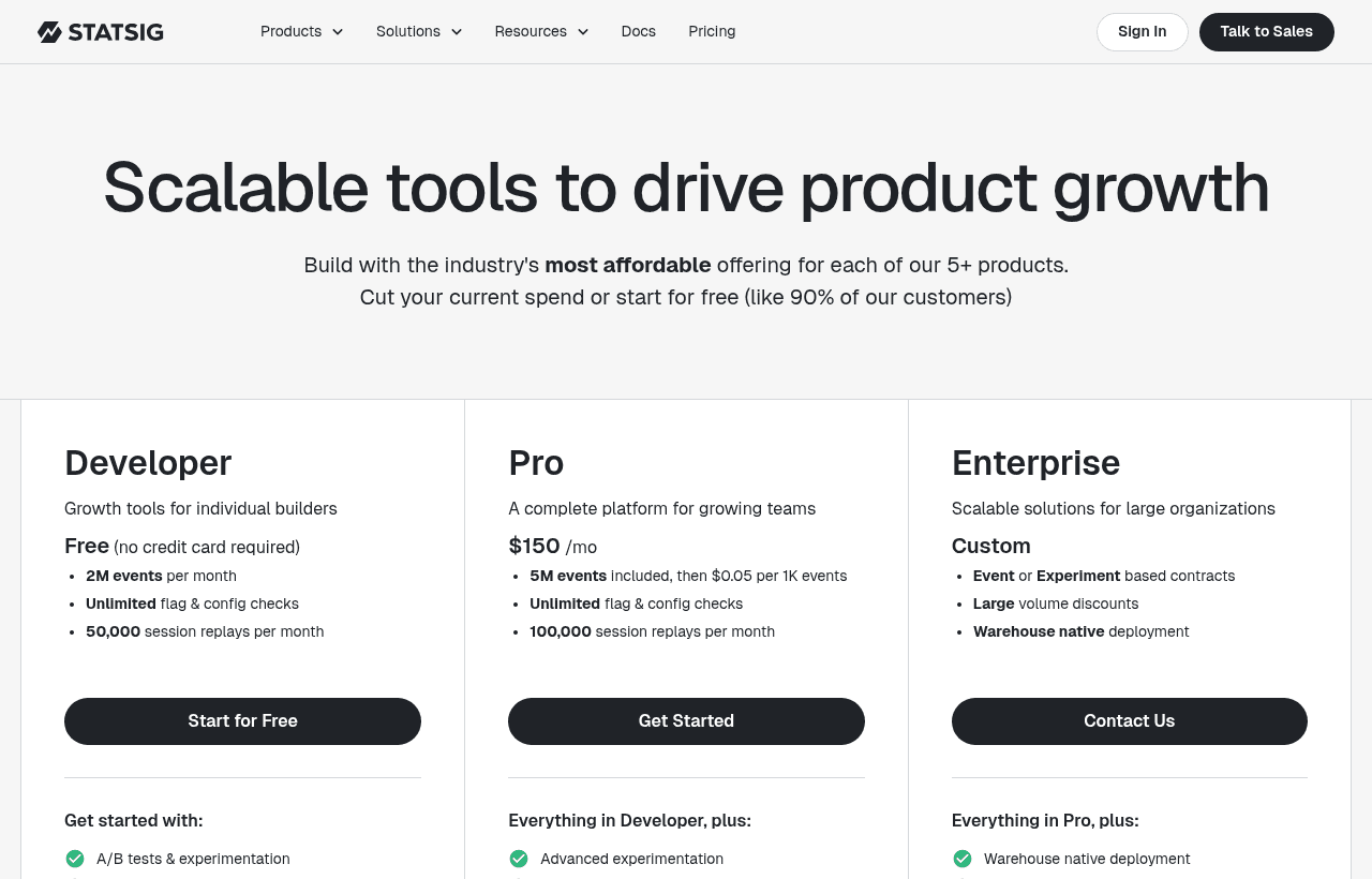 Statsig pricing and plans