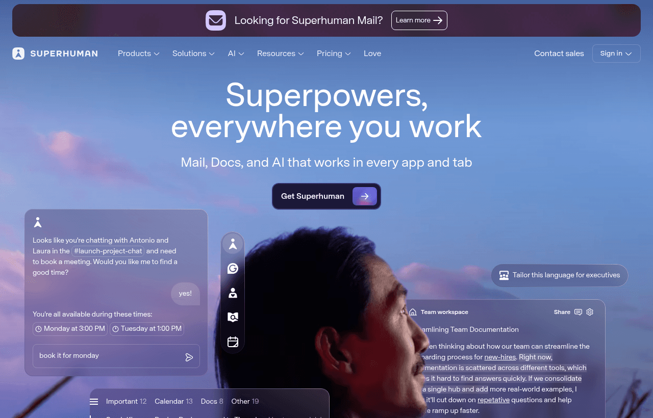 Superhuman product homepage