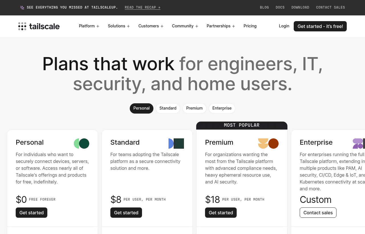 Tailscale pricing and plans