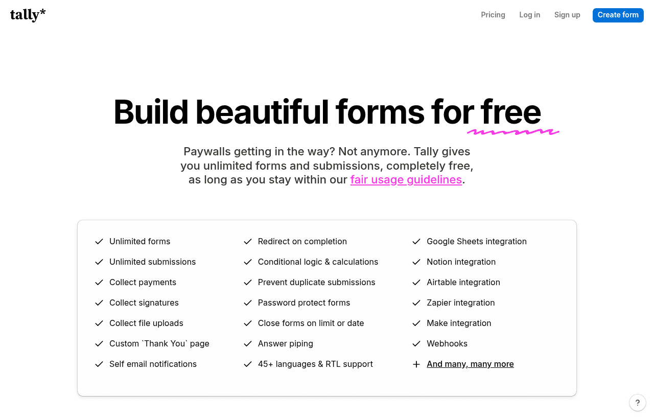 Tally pricing and plans