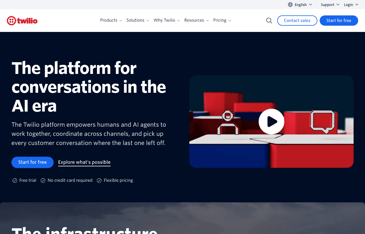 Twilio product homepage