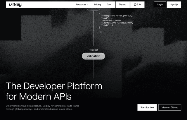 Unkey product homepage