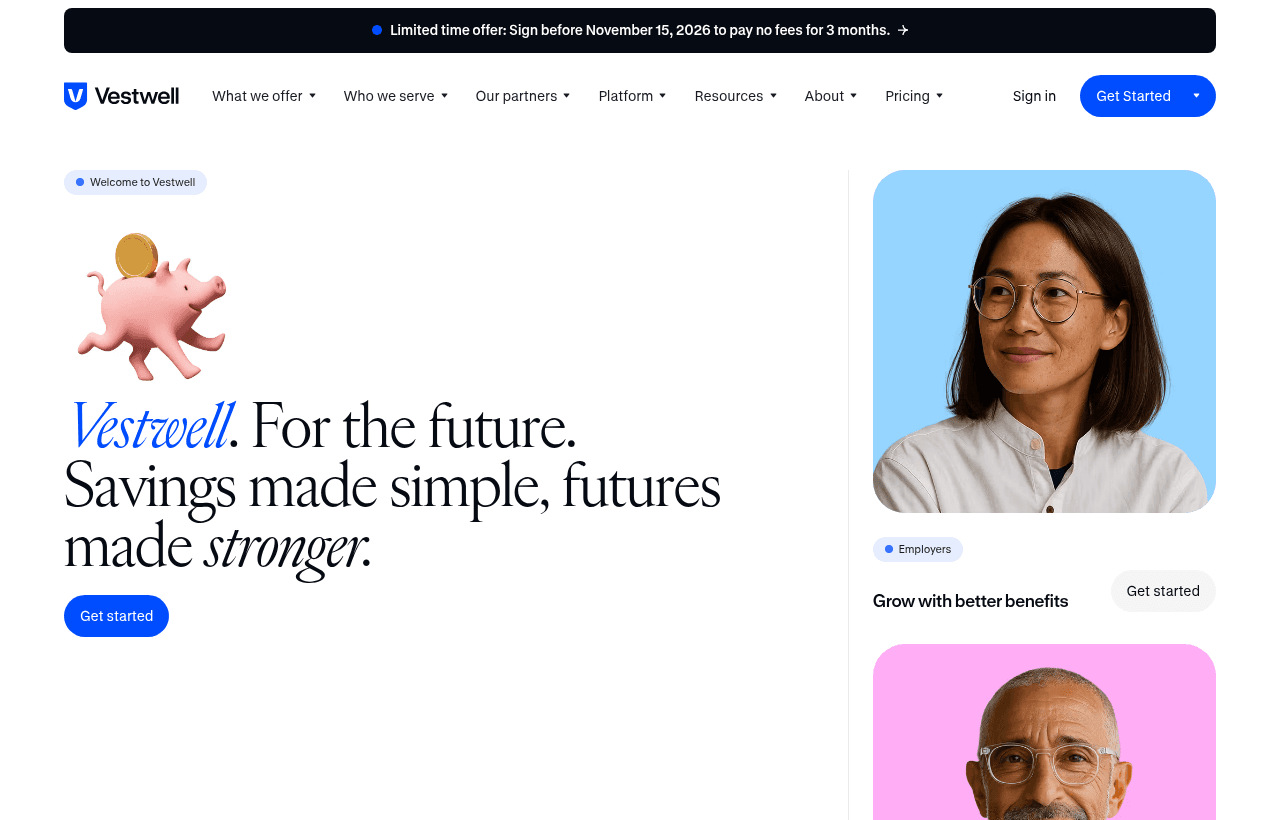 Vestwell product homepage