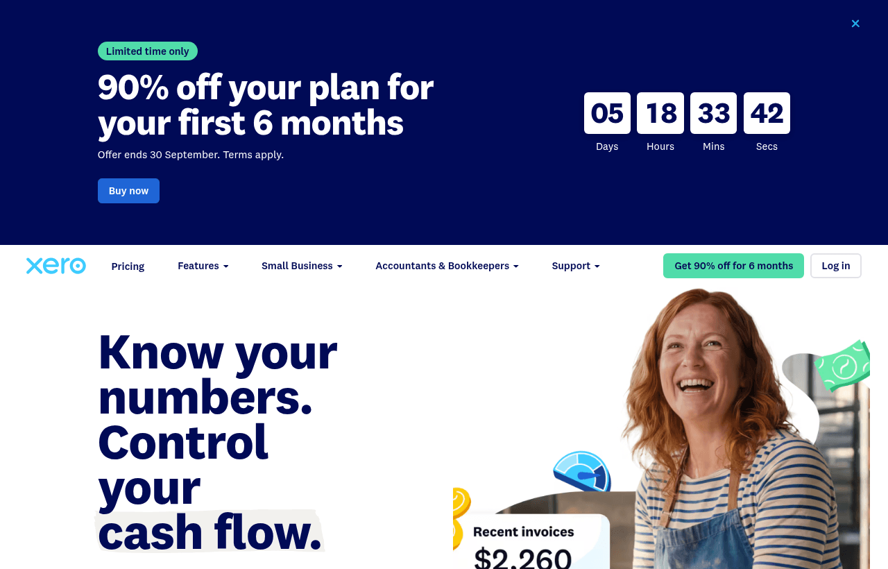 Xero product homepage